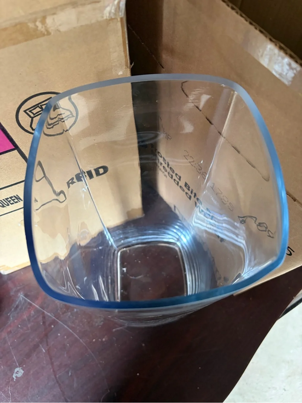 Tall Clear Glass Vase - Modern Square-Round Shape